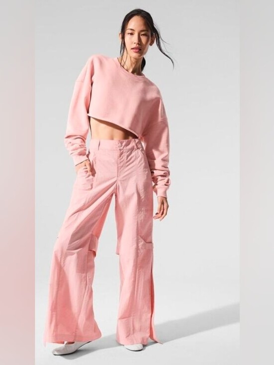 ALO Yoga Pants - Alo Yoga High-Waist Voyager Trouser Pink Wide Leg M
